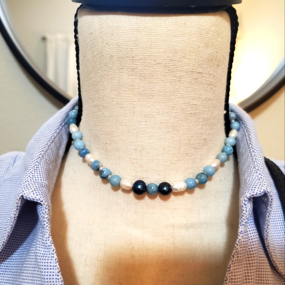 HANDMADE CUSTOM CHOKER WITH SEMI PRECIOUS GEMSTONES